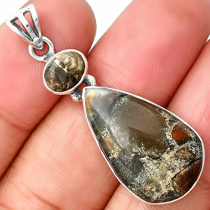 Tabu Jasper & Copper Abalone Shell Pendant P-1077 SDP138198