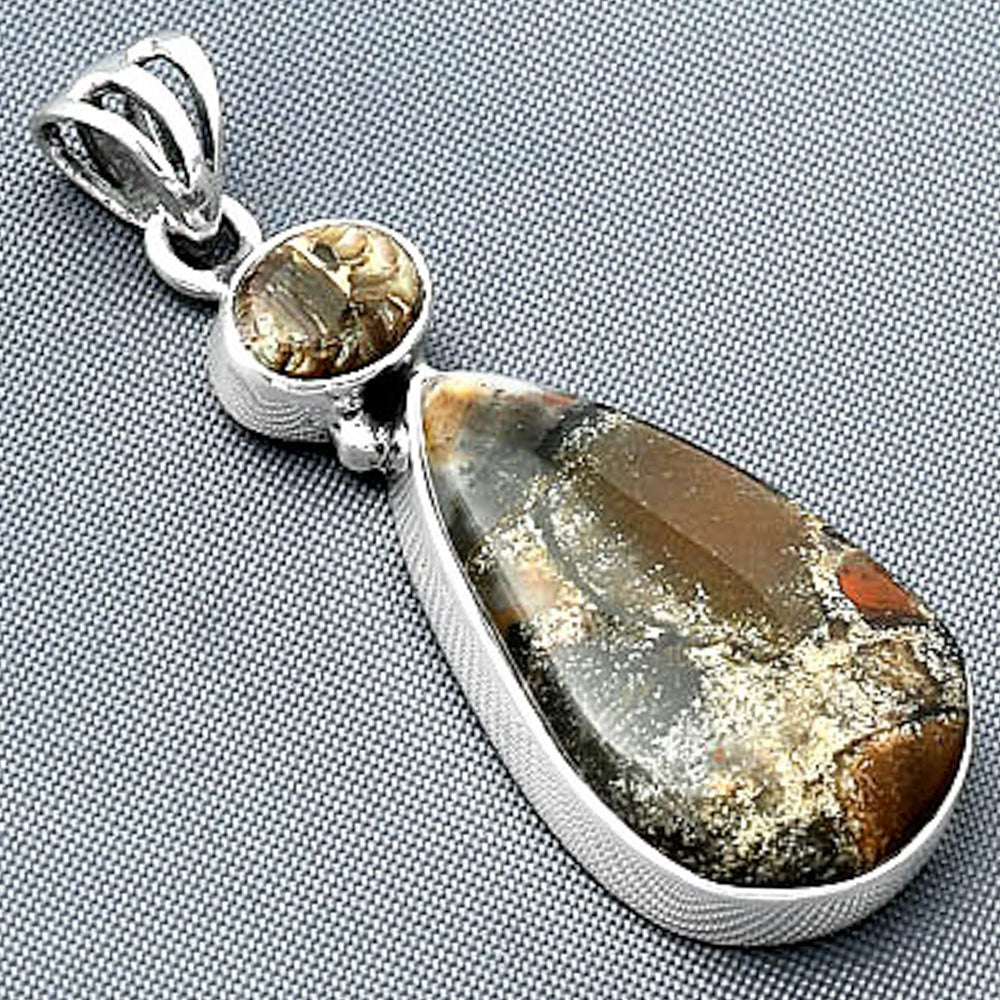Tabu Jasper & Copper Abalone Shell Pendant P-1077 SDP138198