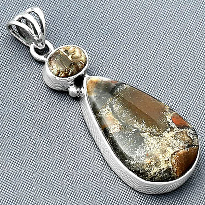Tabu Jasper & Copper Abalone Shell Pendant P-1077 SDP138198