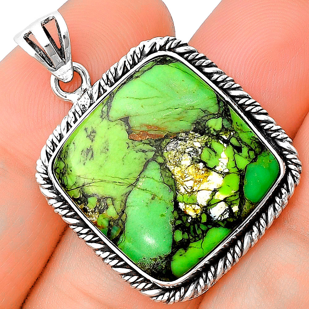 Natural Green Matrix Turquoise Pendant P-1074 SDP138754