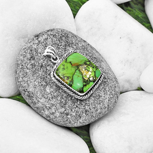 Natural Green Matrix Turquoise Pendant P-1074 SDP138754