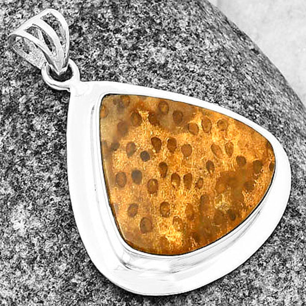Natural Palm Root Fossil Agate Pendant P-1076 SDP138836
