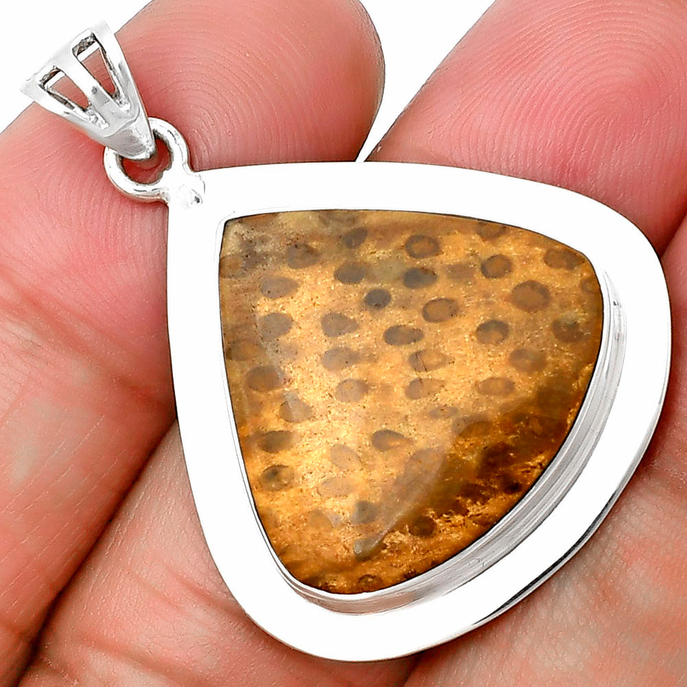Natural Palm Root Fossil Agate Pendant P-1076 SDP138843