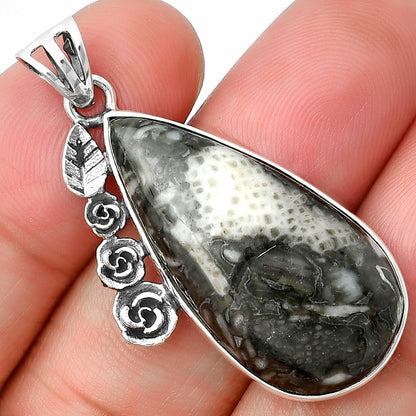 Floral - Mexican Cabbing Fossil Pendant P-1070 SDP138919