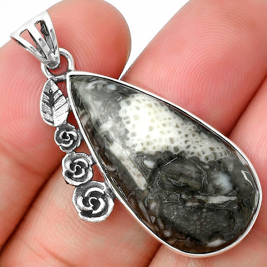 Floral - Mexican Cabbing Fossil Pendant P-1070 SDP138919