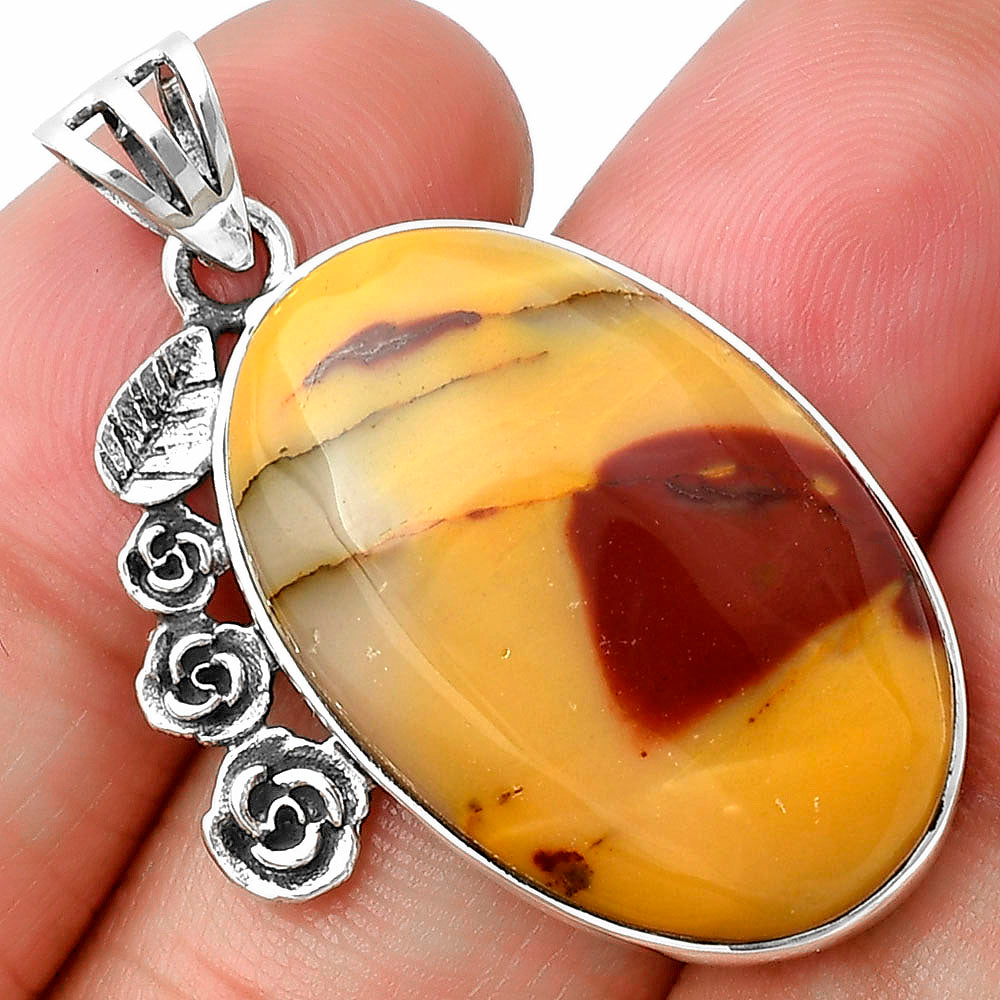 Floral - Natural Red Mookaite Pendant P-1070 SDP138924