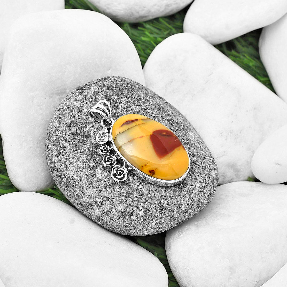 Floral - Natural Red Mookaite Pendant P-1070 SDP138924