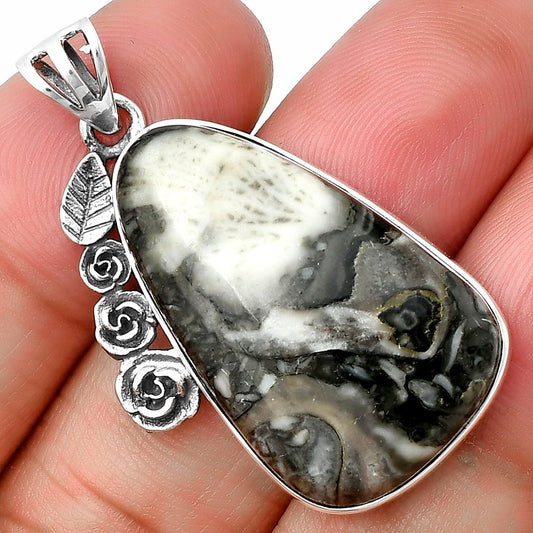Floral - Mexican Cabbing Fossil Pendant P-1070 SDP138945