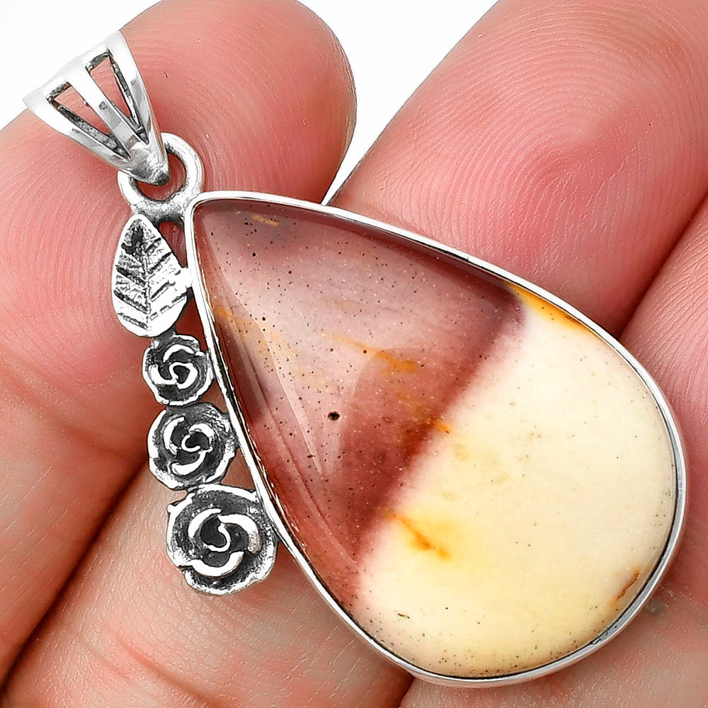 Floral - Natural Red Mookaite Pendant P-1070 SDP138946