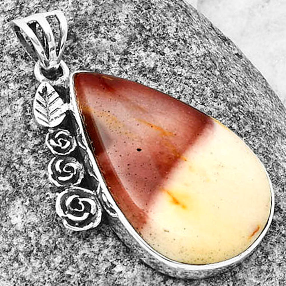 Floral - Natural Red Mookaite Pendant P-1070 SDP138946