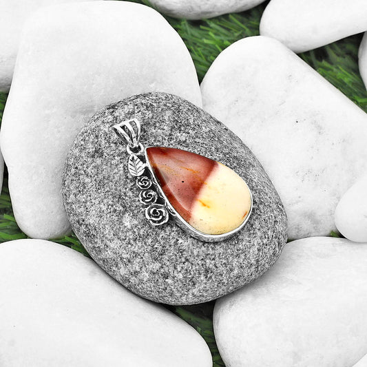 Floral - Natural Red Mookaite Pendant P-1070 SDP138946