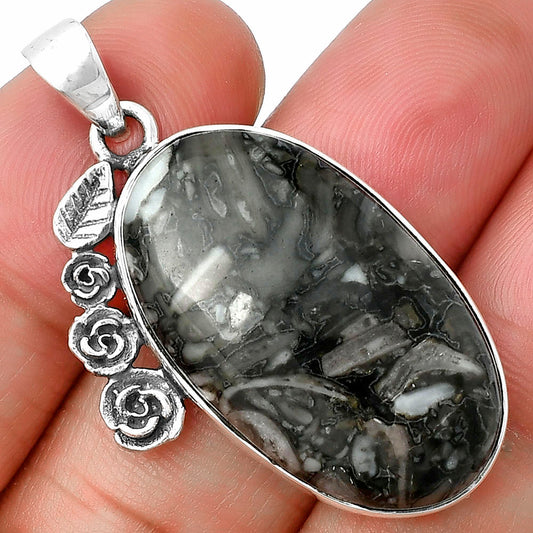 Floral - Mexican Cabbing Fossil Pendant P-1070 SDP138959
