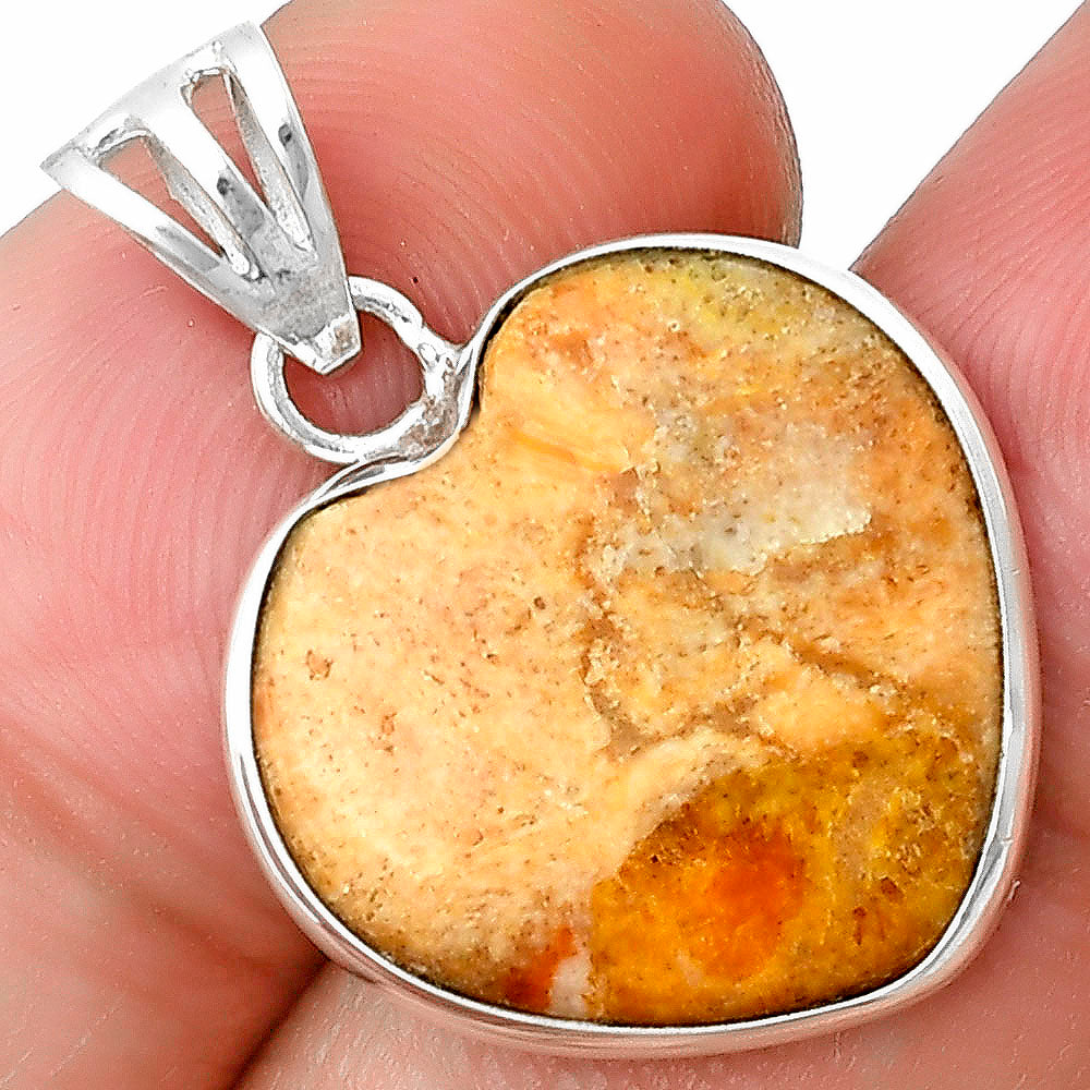 Heart Natural Coral Jasper Pendant P-1043 SDP139068