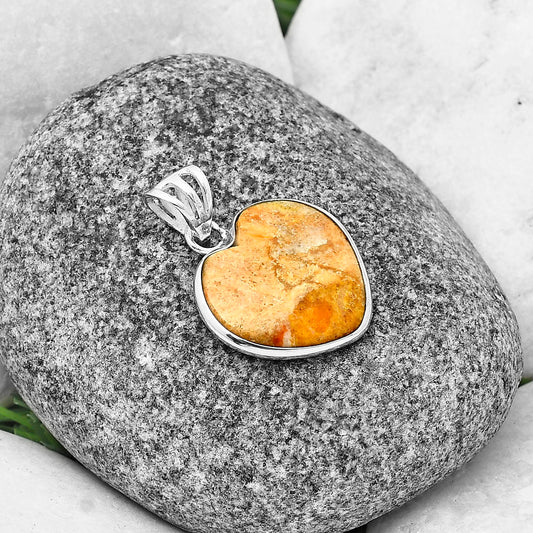 Heart Natural Coral Jasper Pendant P-1043 SDP139068