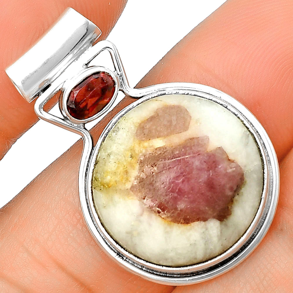 Pink Tourmaline in Quartz & Garnet Pendant P-1130 SDP139128