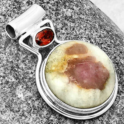 Pink Tourmaline in Quartz & Garnet Pendant P-1130 SDP139128
