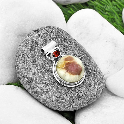 Pink Tourmaline in Quartz & Garnet Pendant P-1130 SDP139128