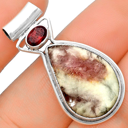 Pink Tourmaline in Quartz & Garnet Pendant P-1130 SDP139132