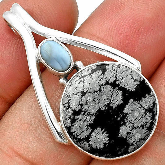 Snow Flake Obsidian & Owyhee Opal Pendant P-1006 SDP139171