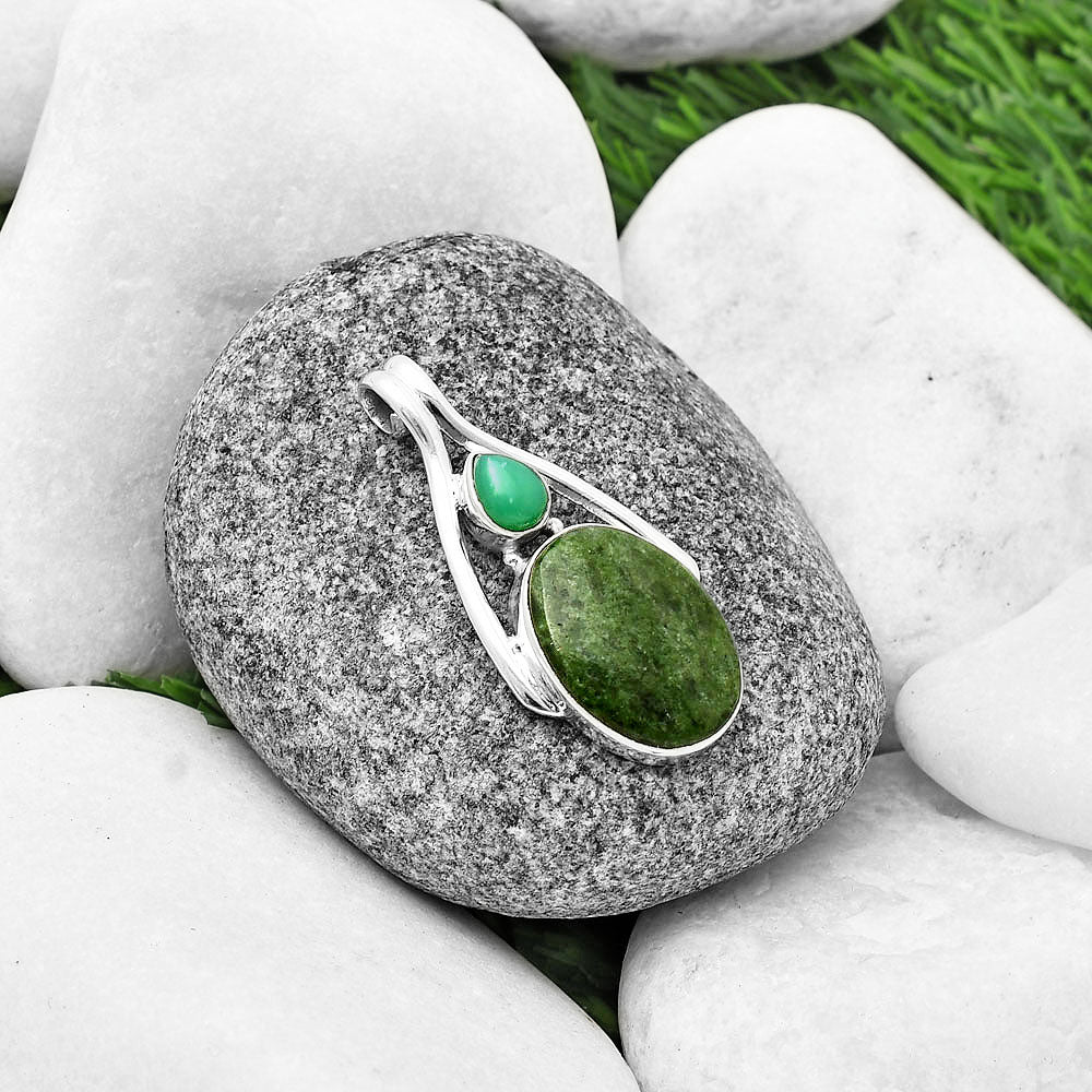Natural Serpentine & Chrysoprase Pendant P-1006 SDP139184
