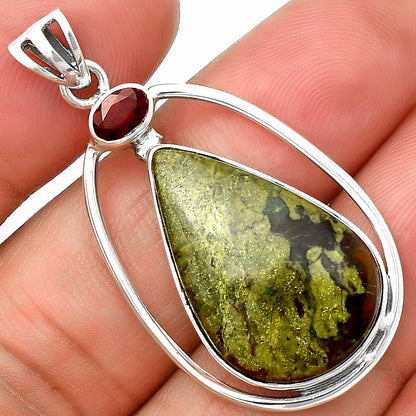Natural Dragon Blood Stone & Garnet Pendant P-1005 SDP139204