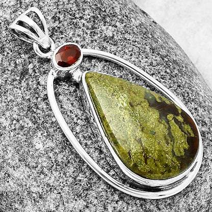 Natural Dragon Blood Stone & Garnet Pendant P-1005 SDP139204