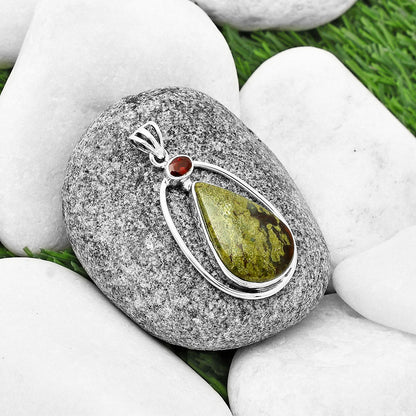 Natural Dragon Blood Stone & Garnet Pendant P-1005 SDP139204