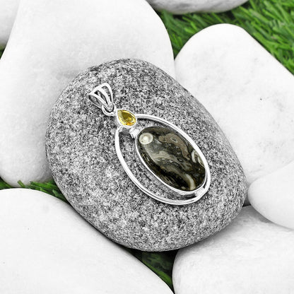 Mexican Cabbing Fossil & Citrine Pendant P-1005 SDP139232