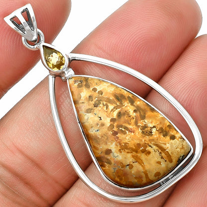 Palm Root Fossil Agate & Citrine Pendant P-1005 SDP139260