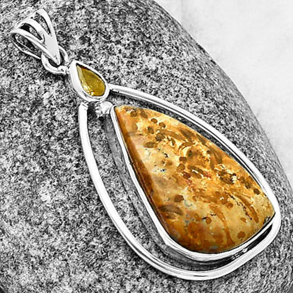 Palm Root Fossil Agate & Citrine Pendant P-1005 SDP139260