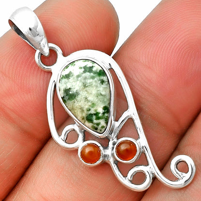 Natural Dioptase & Carnelian Pendant P-1039 SDP139276
