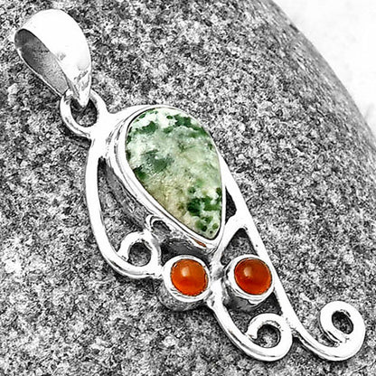 Natural Dioptase & Carnelian Pendant P-1039 SDP139276