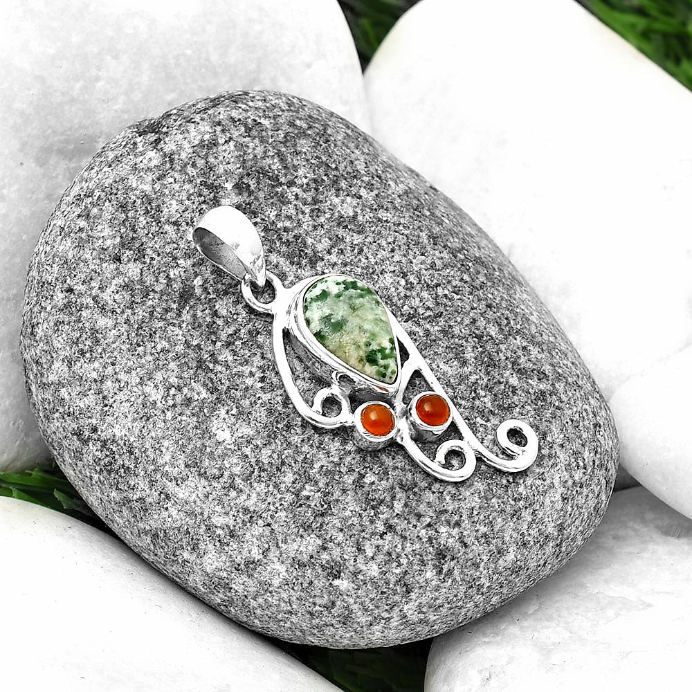 Natural Dioptase & Carnelian Pendant P-1039 SDP139276