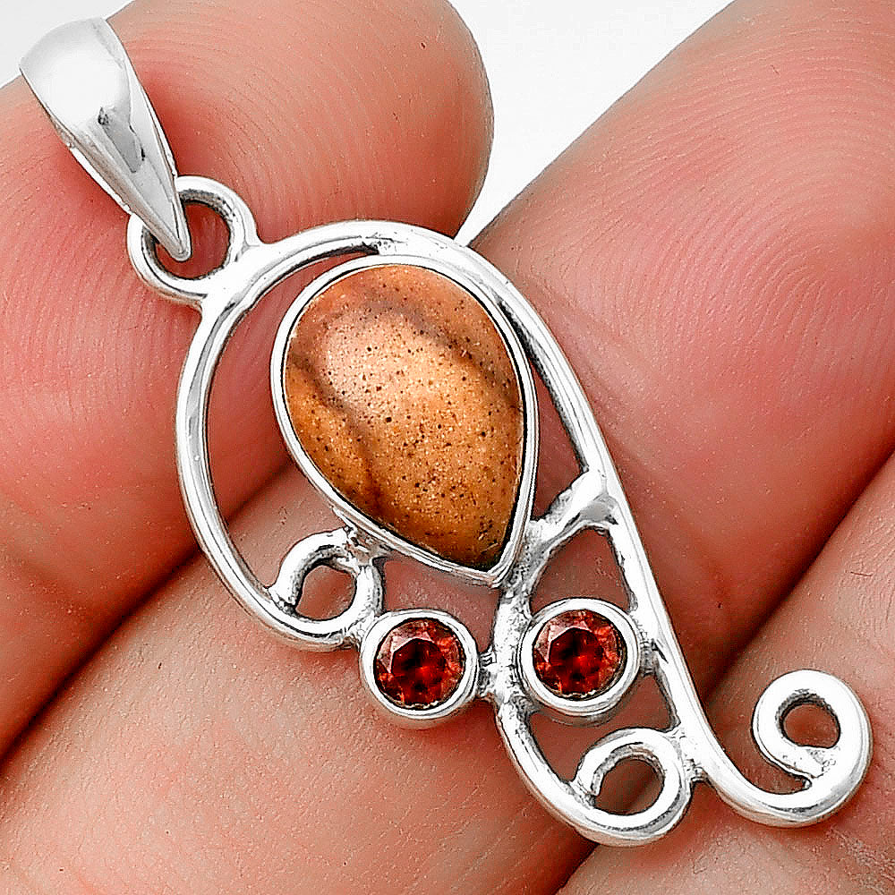 Indian Paint Gemstone & Garnet Pendant P-1039 SDP139278