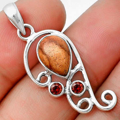 Indian Paint Gemstone & Garnet Pendant P-1039 SDP139278