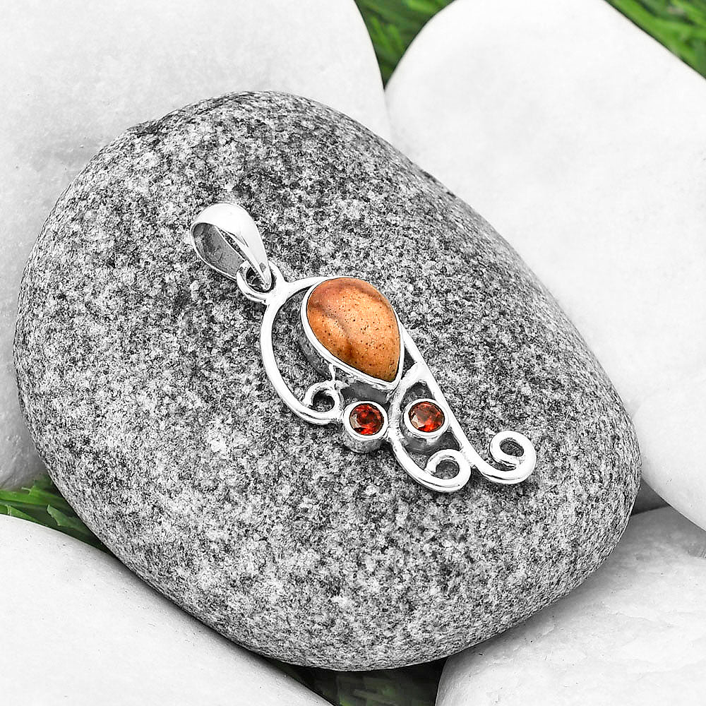 Indian Paint Gemstone & Garnet Pendant P-1039 SDP139278