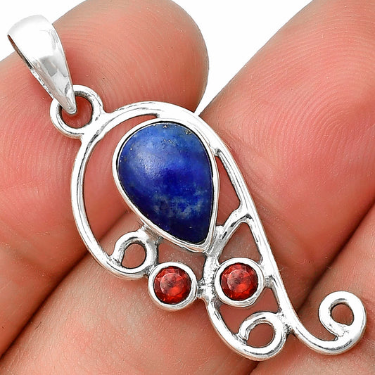 Lapis Lazuli - Afghanistan & Garnet Pendant P-1039 SDP139280