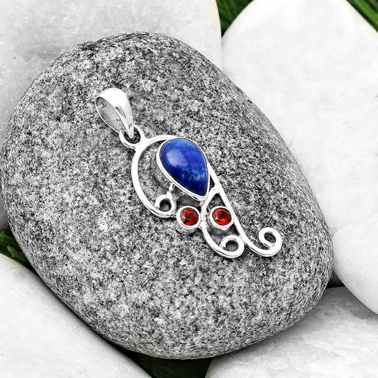 Lapis Lazuli - Afghanistan & Garnet Pendant P-1039 SDP139280