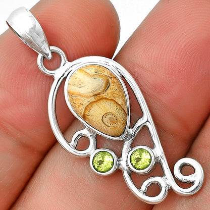 Natural Rock Calcy & Peridot Pendant P-1039 SDP139289