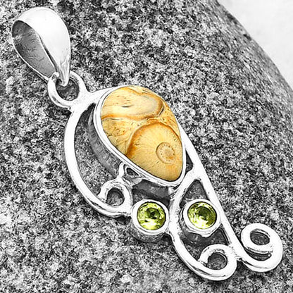 Natural Rock Calcy & Peridot Pendant P-1039 SDP139289