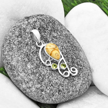 Natural Rock Calcy & Peridot Pendant P-1039 SDP139289