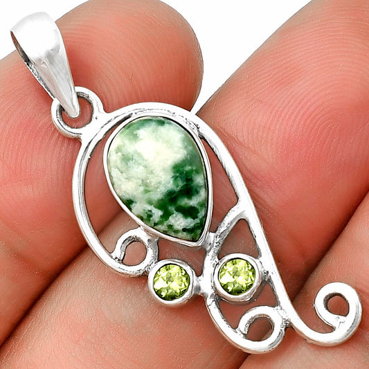 Natural Dioptase & Peridot Pendant P-1039 SDP139290