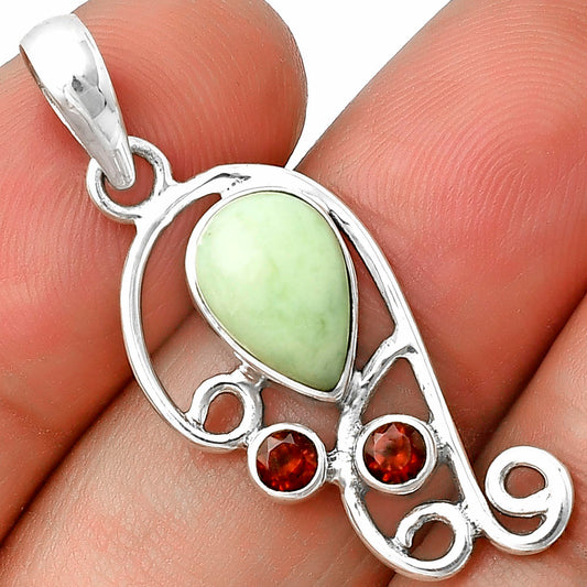 Natural Serpentine & Garnet Pendant P-1039 SDP139291