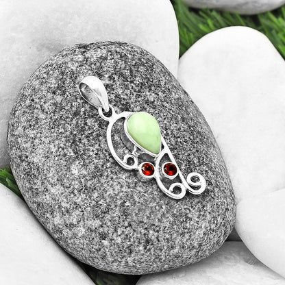 Natural Serpentine & Garnet Pendant P-1039 SDP139291