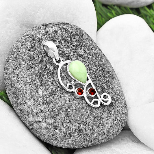 Natural Serpentine & Garnet Pendant P-1039 SDP139291