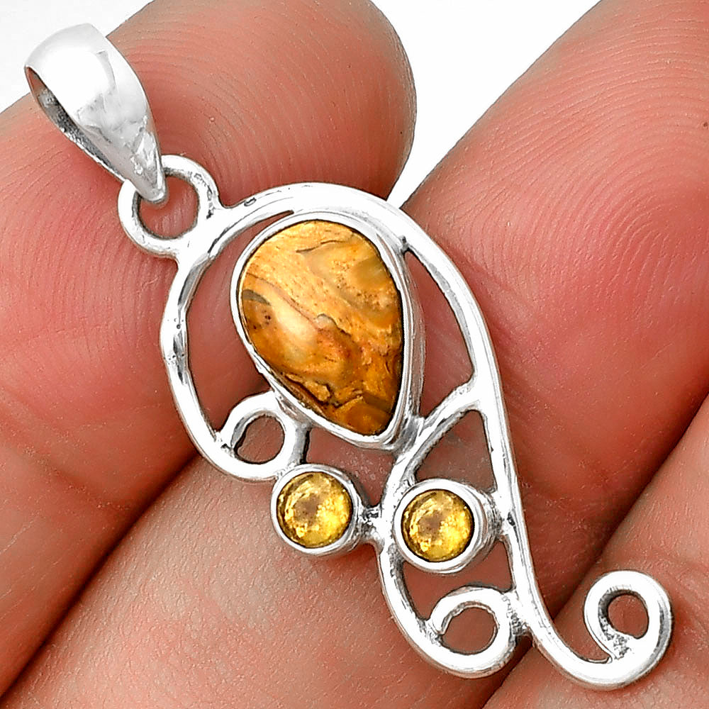 Natural Rock Calcy & Citrine Pendant P-1039 SDP139330