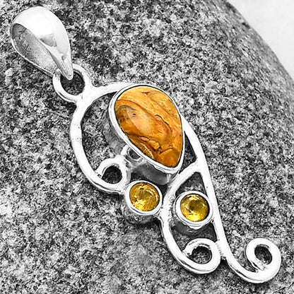 Natural Rock Calcy & Citrine Pendant P-1039 SDP139330