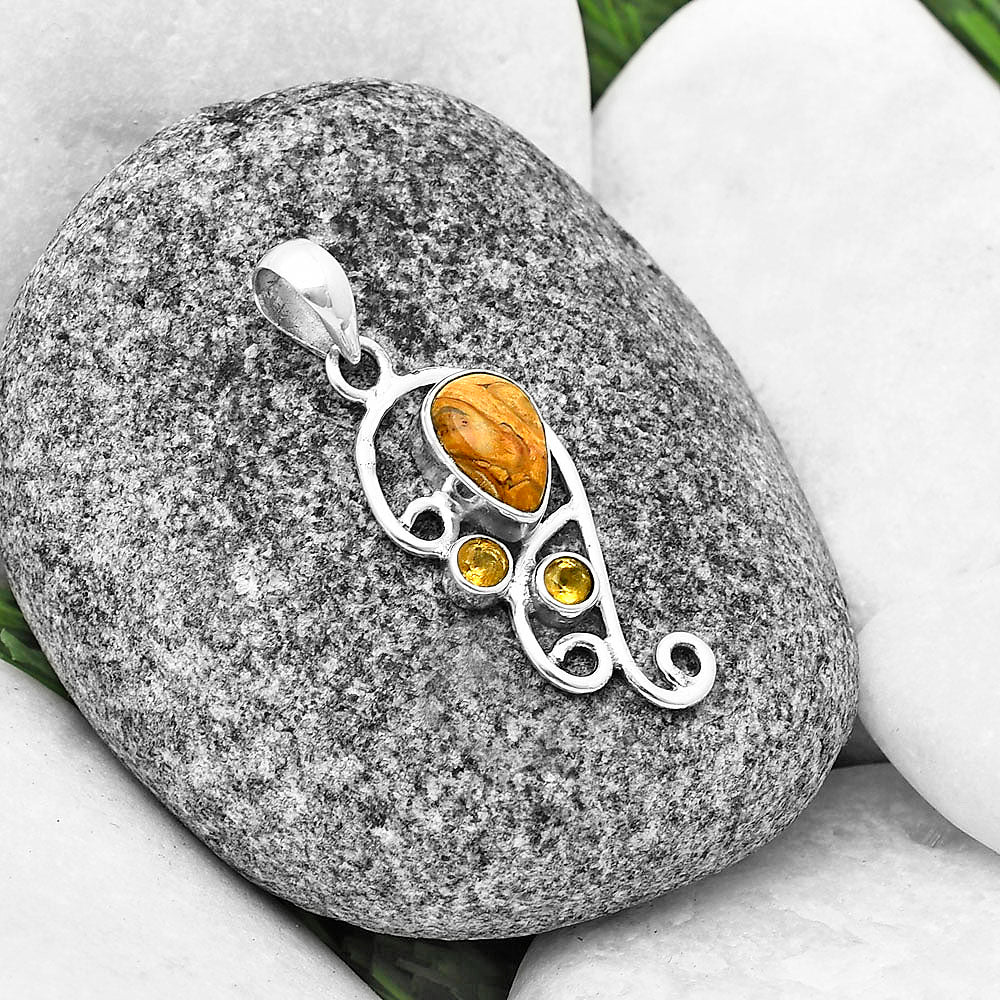 Natural Rock Calcy & Citrine Pendant P-1039 SDP139330