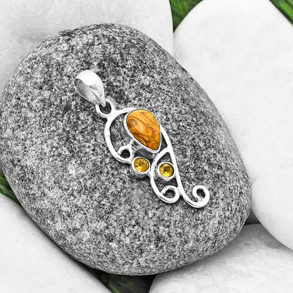 Natural Rock Calcy & Citrine Pendant P-1039 SDP139330