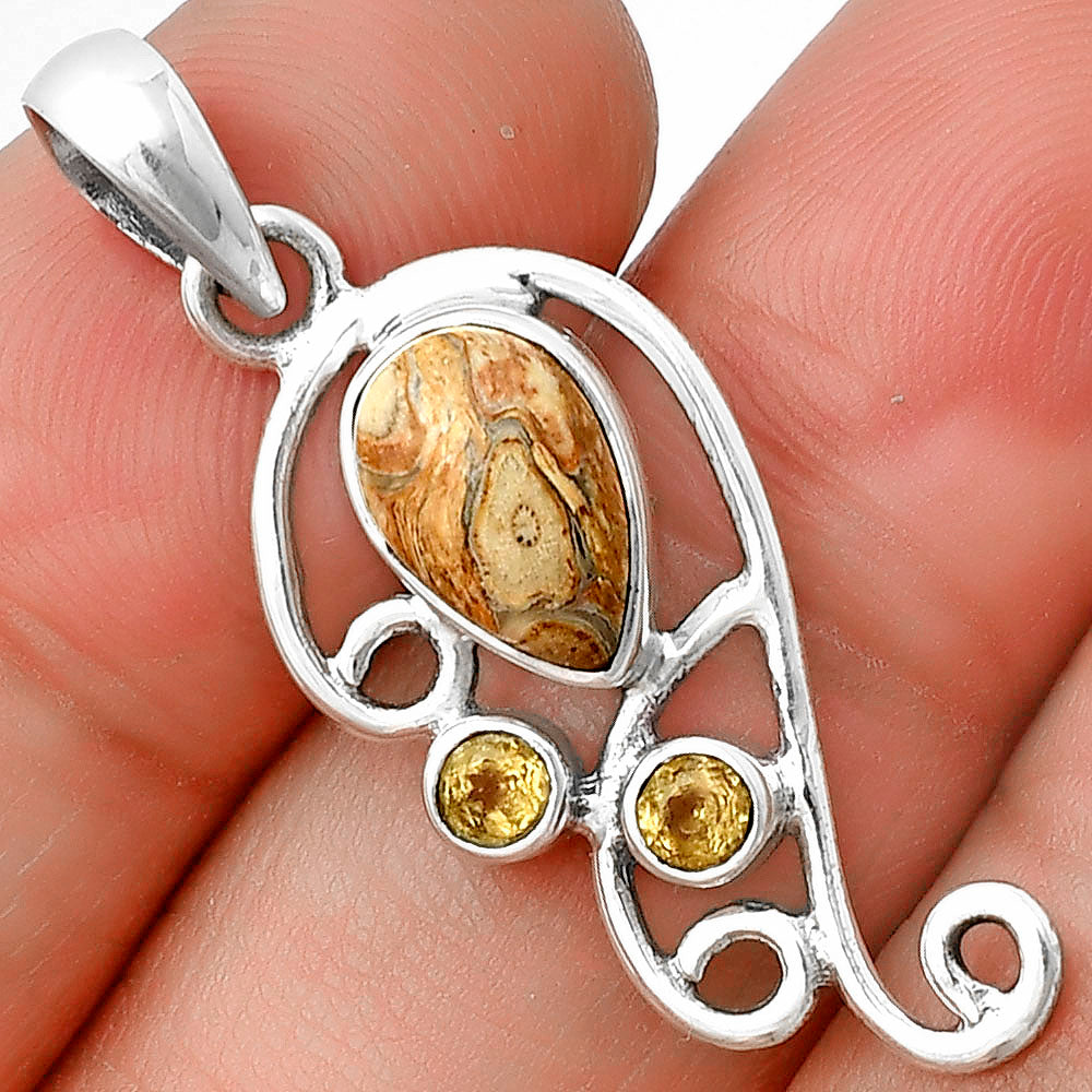 Natural Rock Calcy & Citrine Pendant P-1039 SDP139334